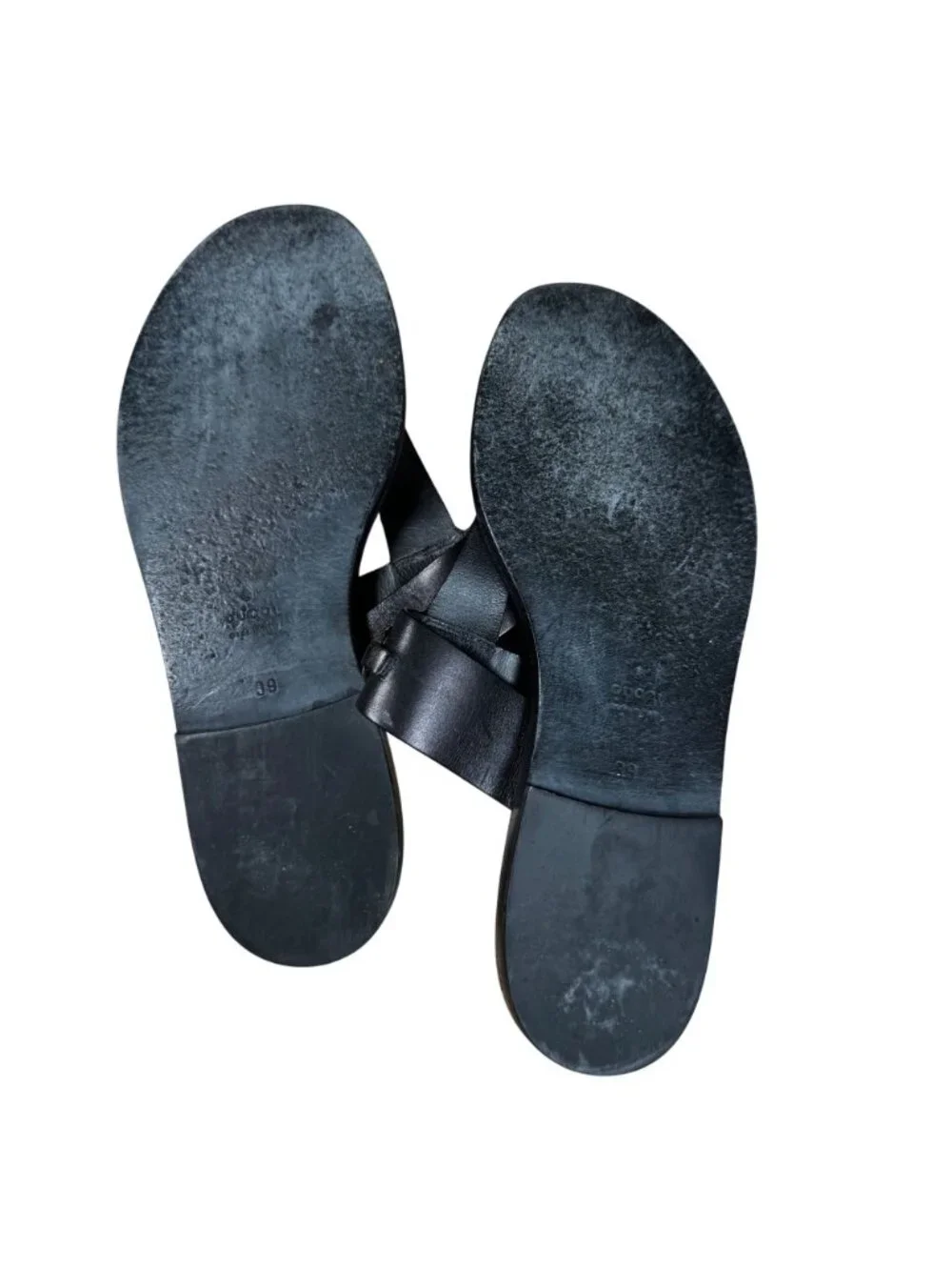 Gucci Horsebit Thong Sandals Black Leather Flip Flop Size EU 39 US 9